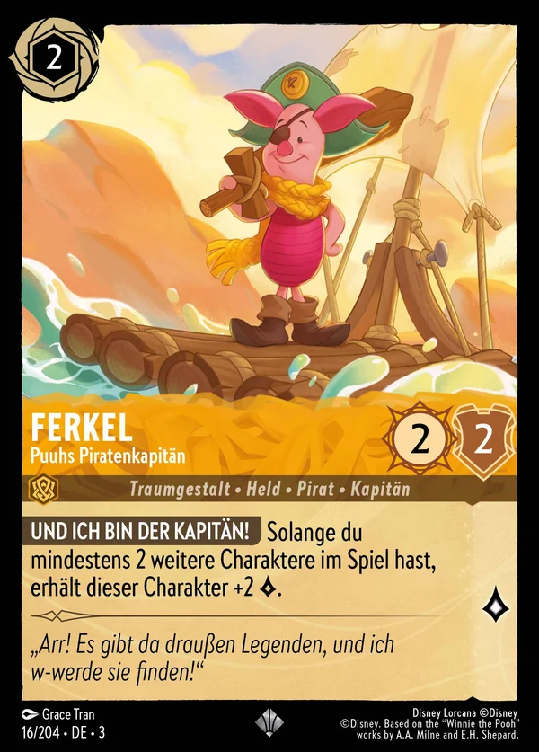 Ferkel - Puuhs Piratenkapitän — Disney Lorcana Charakter card from Into the Inklands