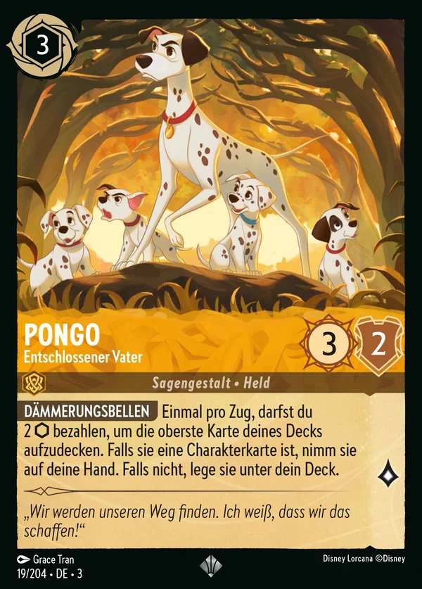 Pongo - Entschlossener Vater — Disney Lorcana Charakter card from Into the Inklands
