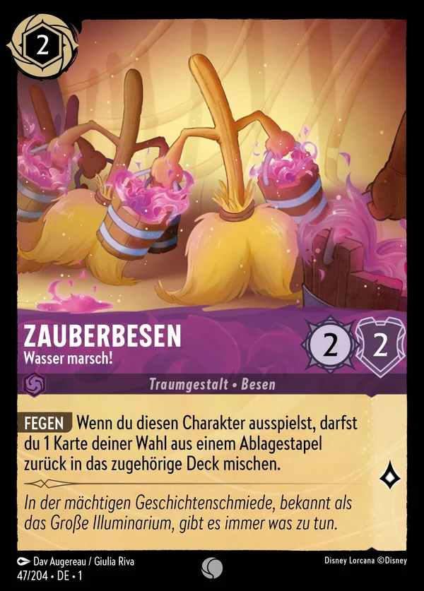 Zauberbesen - Wasser marsch! — Disney Lorcana Charakter card from The First Chapter