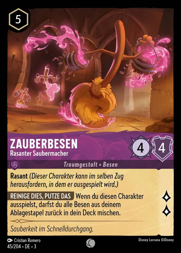 Zauberbesen - Rasanter Saubermacher — Disney Lorcana Charakter card from Into the Inklands