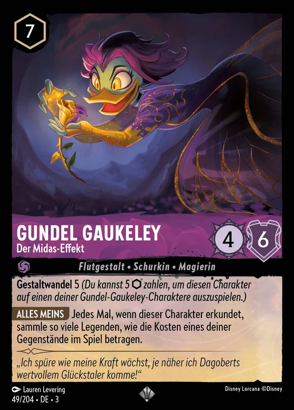 Gundel Gaukeley - Der Midas-Effekt — Disney Lorcana Charakter card from Into the Inklands