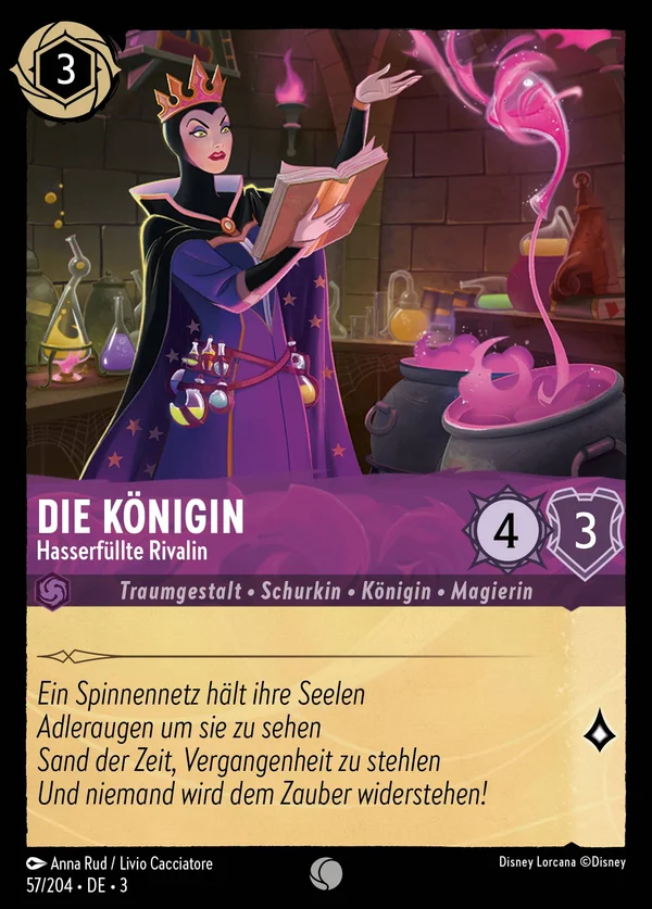 Die Königin - Hasserfüllte Rivalin — Disney Lorcana Charakter card from Into the Inklands