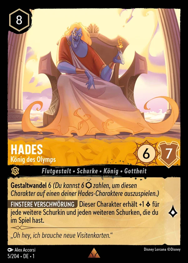 Hades - König des Olymps — Disney Lorcana Charakter card from The First Chapter