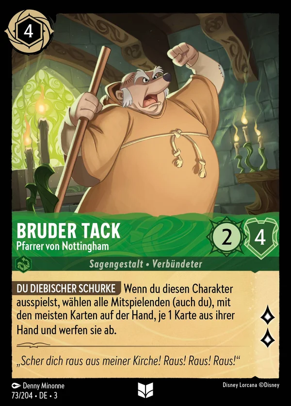 Bruder Tack - Pfarrer von Nottingham — Disney Lorcana Charakter card from Into the Inklands
