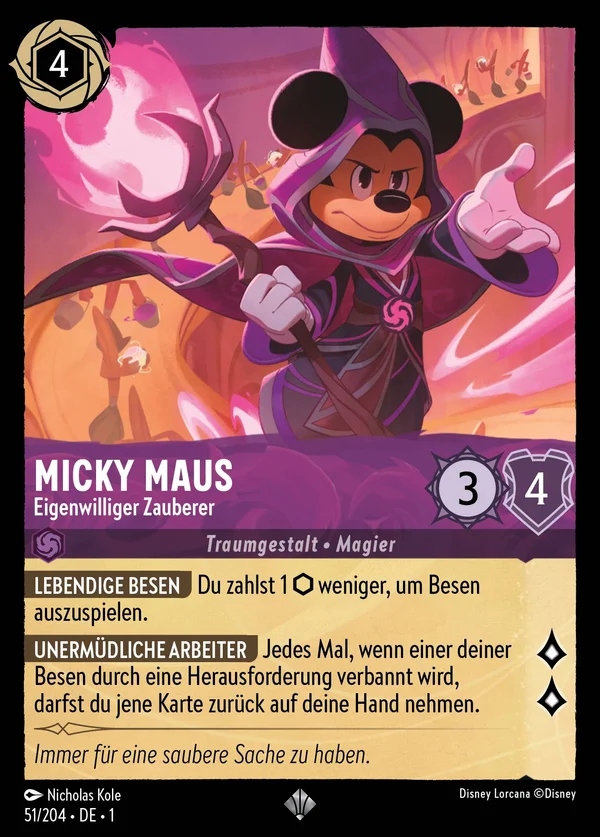 Micky Maus - Eigenwilliger Zauberer — Disney Lorcana Charakter card from The First Chapter