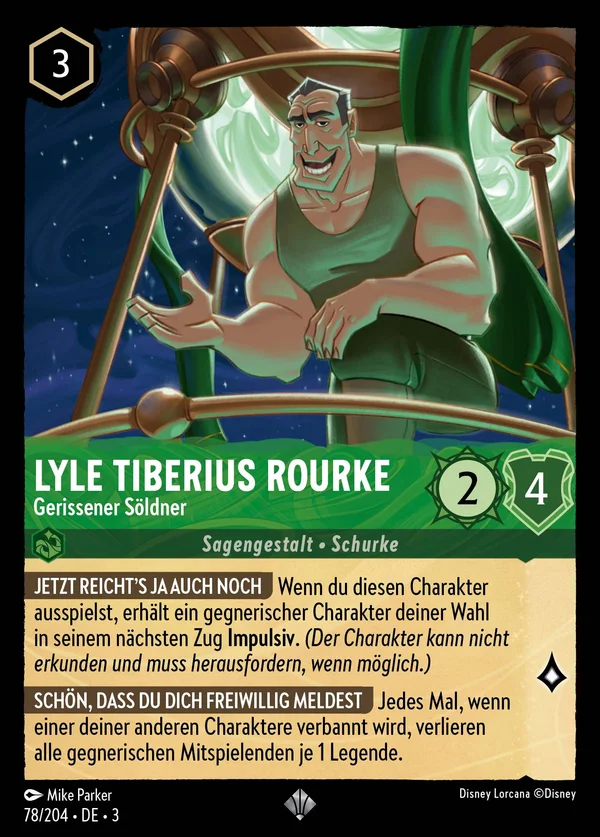 Lyle Tiberius Rourke - Gerissener Söldner — Disney Lorcana Charakter card from Into the Inklands