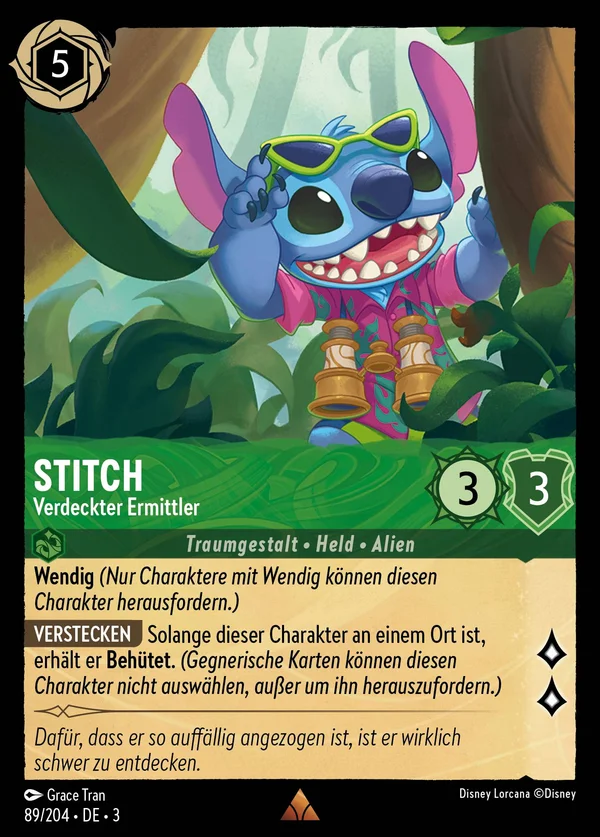 Stitch - Verdeckter Ermittler — Disney Lorcana Charakter card from Into the Inklands