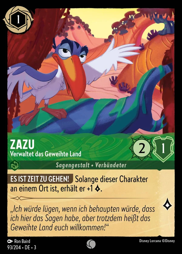 Zazu - Verwaltet das Geweihte Land — Disney Lorcana Charakter card from Into the Inklands