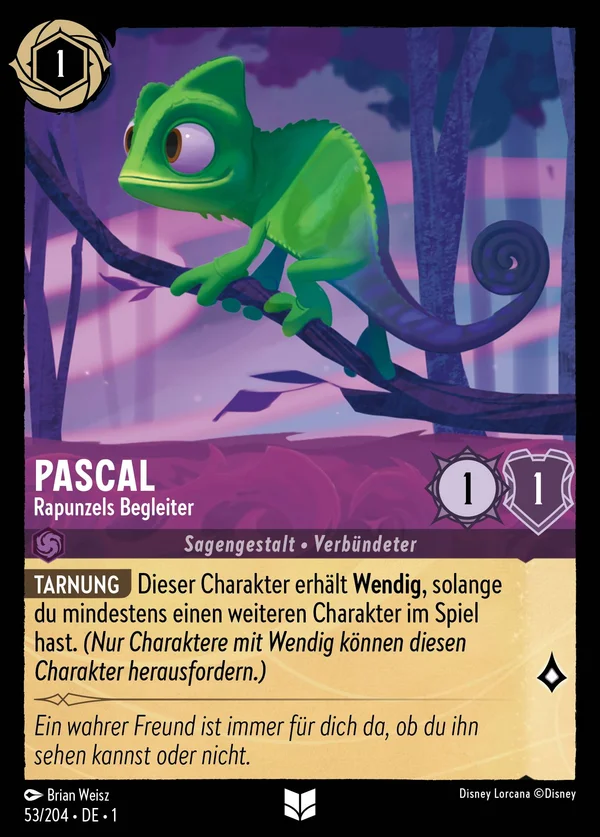 Pascal - Rapunzels Begleiter — Disney Lorcana Charakter card from The First Chapter