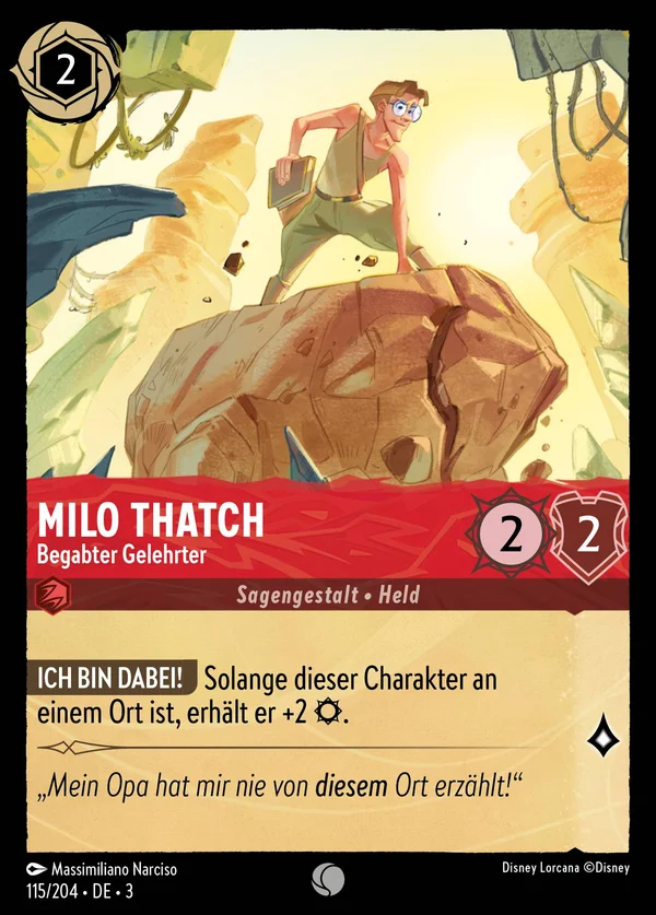 Milo Thatch - Begabter Gelehrter — Disney Lorcana Charakter card from Into the Inklands