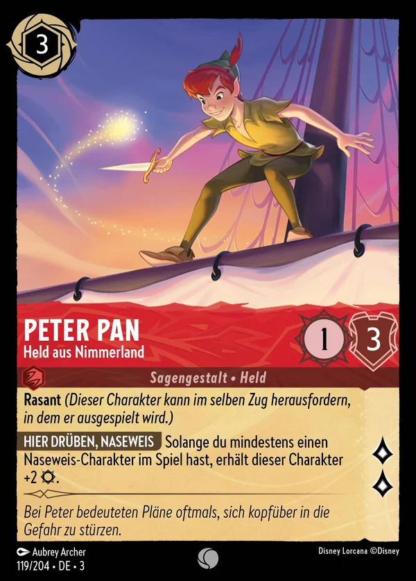 Peter Pan - Held aus Nimmerland — Disney Lorcana Charakter card from Into the Inklands