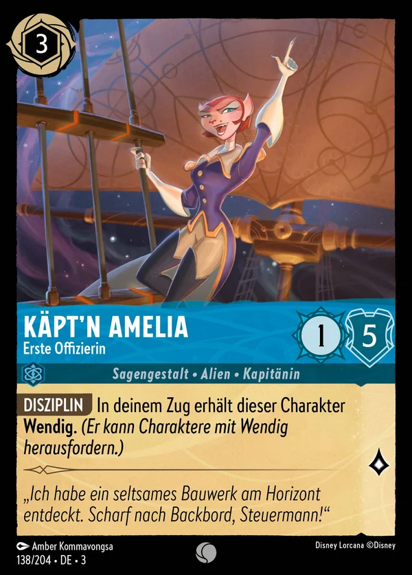 Käpt'n Amelia - Erste Offizierin — Disney Lorcana Charakter card from Into the Inklands