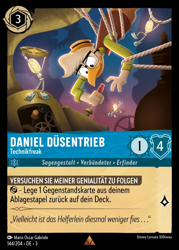 Daniel Düsentrieb - Technikfreak — Disney Lorcana Charakter card from Into the Inklands