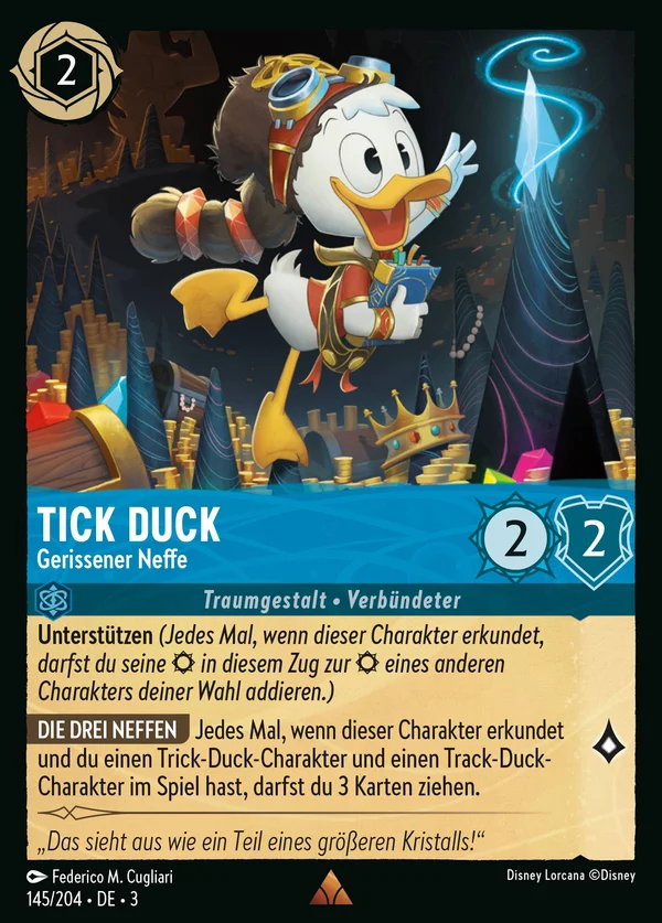 Tick Duck - Gerissener Neffe — Disney Lorcana Charakter card from Into the Inklands