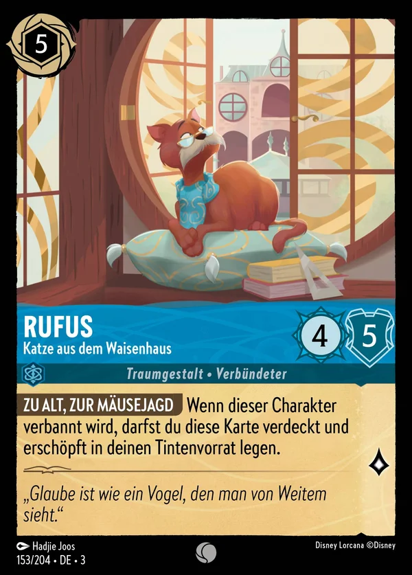 Rufus - Katze aus dem Waisenhaus — Disney Lorcana Charakter card from Into the Inklands