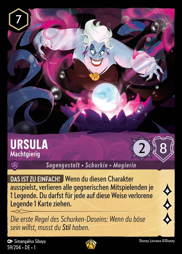 Ursula - Machtgierig — Disney Lorcana Charakter card from The First Chapter