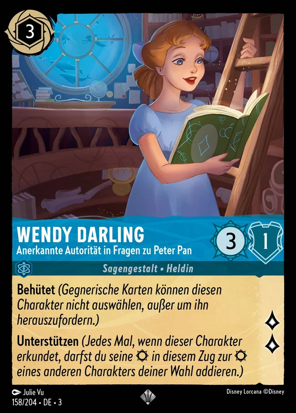 Wendy Darling - Anerkannte Autorität in Fragen zu Peter Pan — Disney Lorcana Charakter card from Into the Inklands