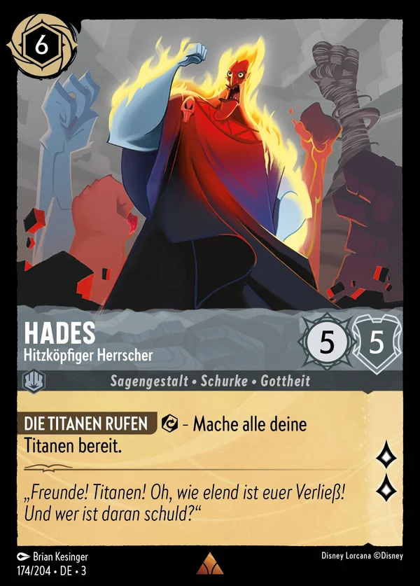 Hades - Hitzköpfiger Herrscher — Disney Lorcana Charakter card from Into the Inklands