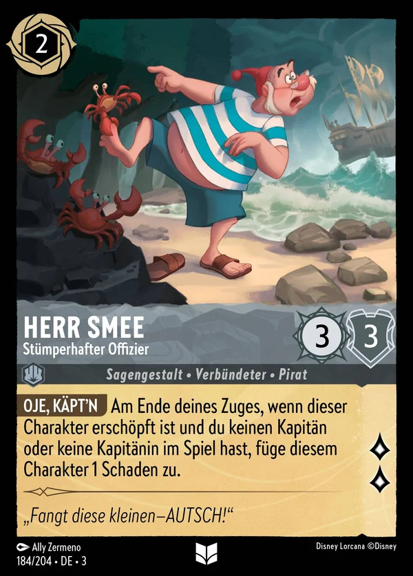 Herr Smee - Stümperhafter Offizier — Disney Lorcana Charakter card from Into the Inklands