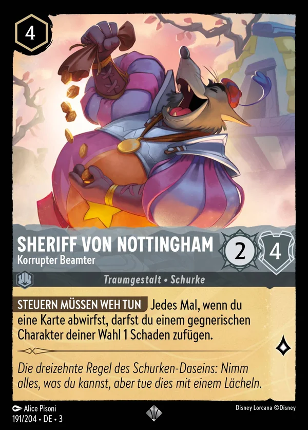 Sheriff von Nottingham - Korrupter Beamter — Disney Lorcana Charakter card from Into the Inklands