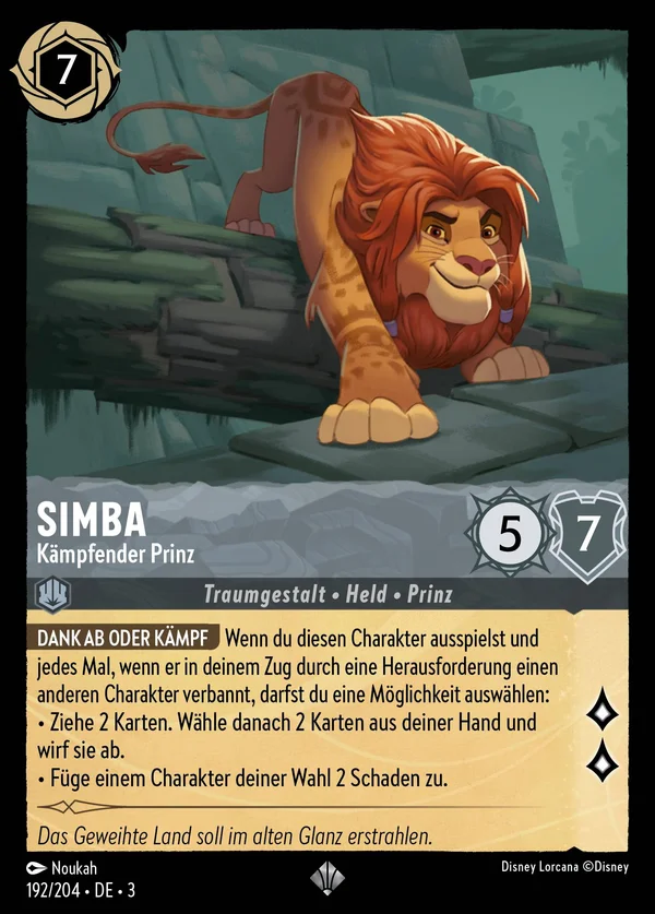 Simba - Kämpfender Prinz — Disney Lorcana Charakter card from Into the Inklands