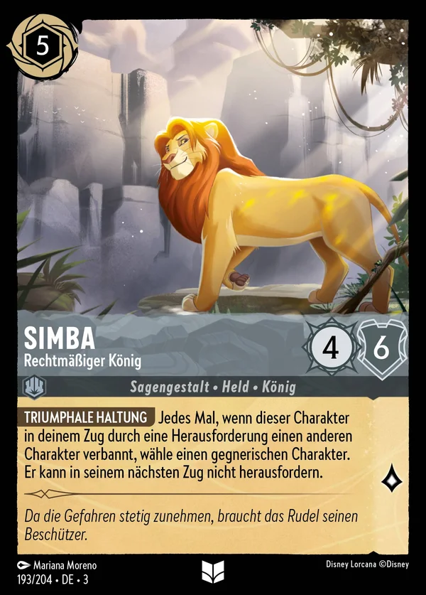 Simba - Rechtmäßiger König — Disney Lorcana Charakter card from Into the Inklands