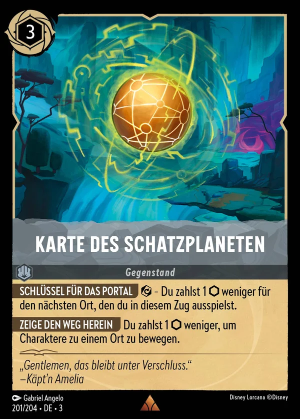 Karte des Schatzplaneten — Disney Lorcana Gegenstand card from Into the Inklands