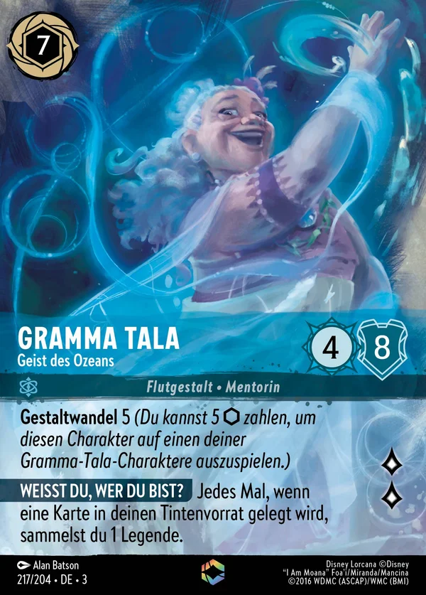 Gramma Tala - Geist des Ozeans — Disney Lorcana Charakter card from Into the Inklands