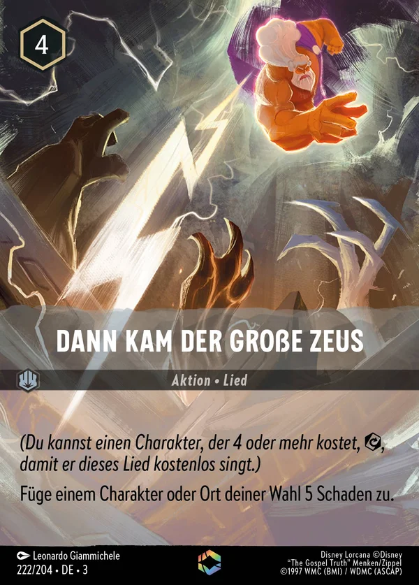 Dann kam der große Zeus — Disney Lorcana Aktion card from Into the Inklands