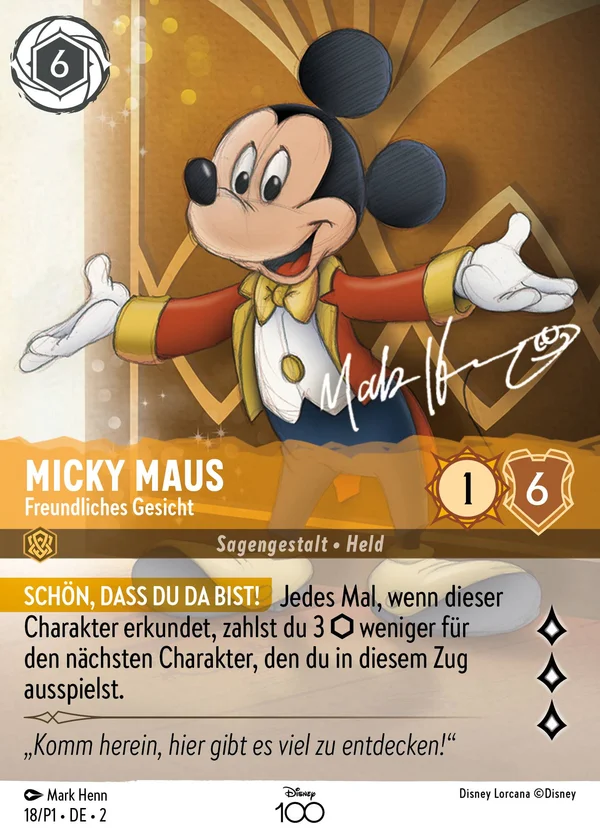 Micky Maus - Freundliches Gesicht — Disney Lorcana Charakter card from Rise of the Floodborn