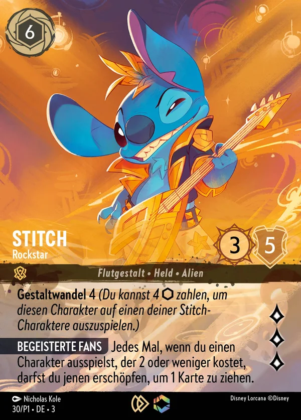 Stitch - Rockstar — Disney Lorcana Charakter card from Into the Inklands