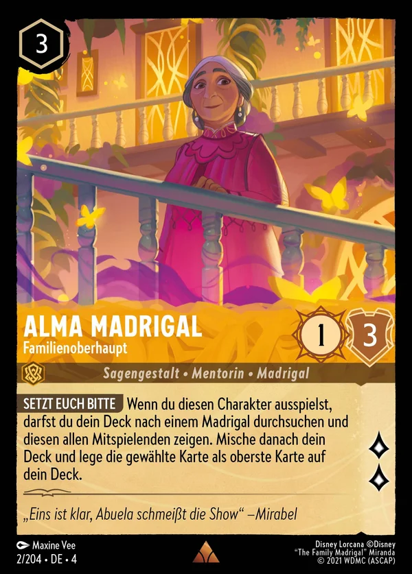 Alma Madrigal - Familienoberhaupt — Disney Lorcana Charakter card from Ursula's Return