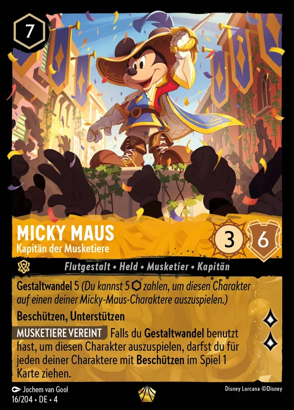 Micky Maus - Kapitän der Musketiere — Disney Lorcana Charakter card from Ursula's Return
