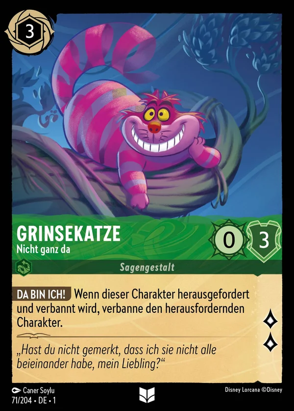 Grinsekatze - Nicht ganz da — Disney Lorcana Charakter card from The First Chapter