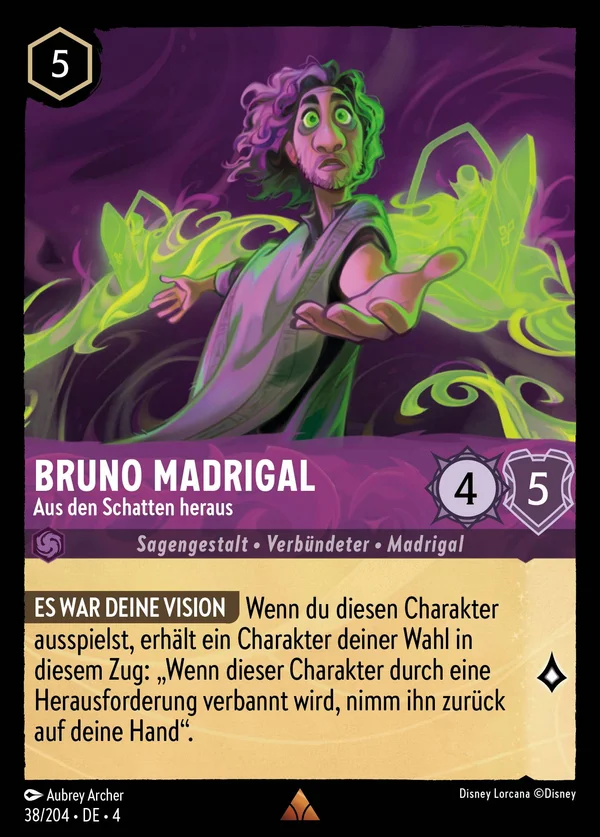 Bruno Madrigal - Aus den Schatten heraus — Disney Lorcana Charakter card from Ursula's Return
