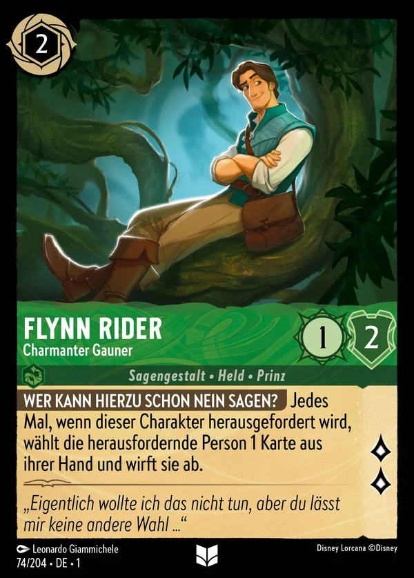 Flynn Rider - Charmanter Gauner — Disney Lorcana Charakter card from The First Chapter
