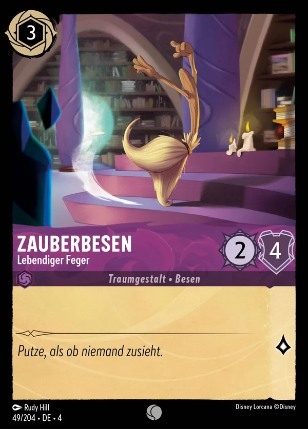 Zauberbesen - Lebendiger Feger — Disney Lorcana Charakter card from Ursula's Return