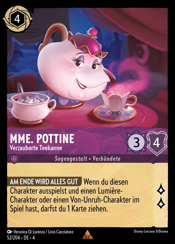 Mme. Pottine - Verzauberte Teekanne — Disney Lorcana Charakter card from Ursula's Return