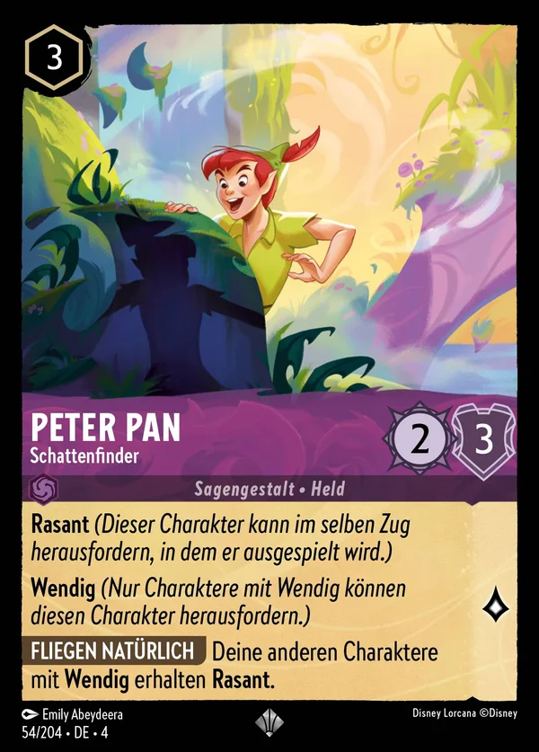 Peter Pan - Schattenfinder — Disney Lorcana Charakter card from Ursula's Return