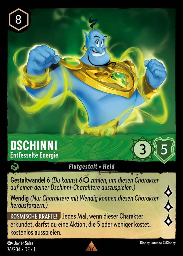 Dschinni - Entfesselte Energie — Disney Lorcana Charakter card from The First Chapter