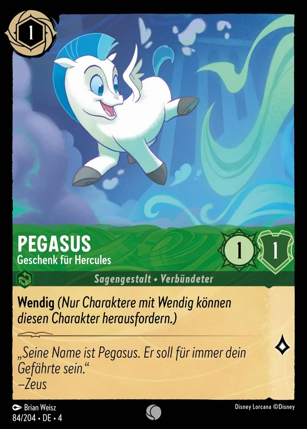 Pegasus - Geschenk für Hercules — Disney Lorcana Charakter card from Ursula's Return
