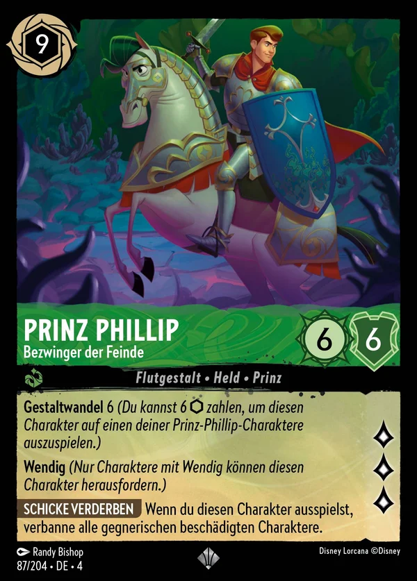 Prinz Phillip - Bezwinger der Feinde — Disney Lorcana Charakter card from Ursula's Return