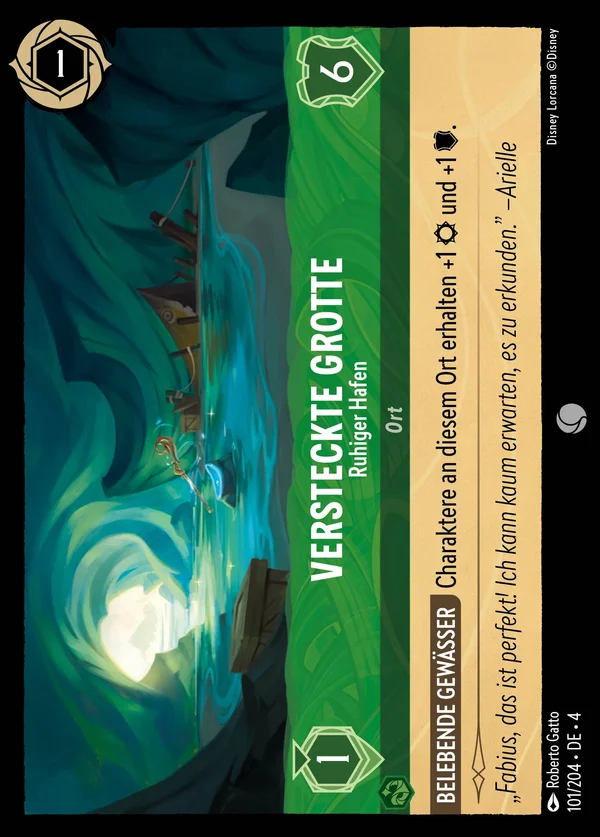 Versteckte Grotte - Ruhiger Hafen — Disney Lorcana Ort card from Ursula's Return
