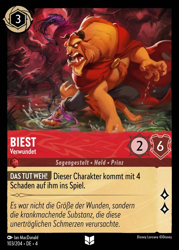 Biest - Verwundet — Disney Lorcana Charakter card from Ursula's Return