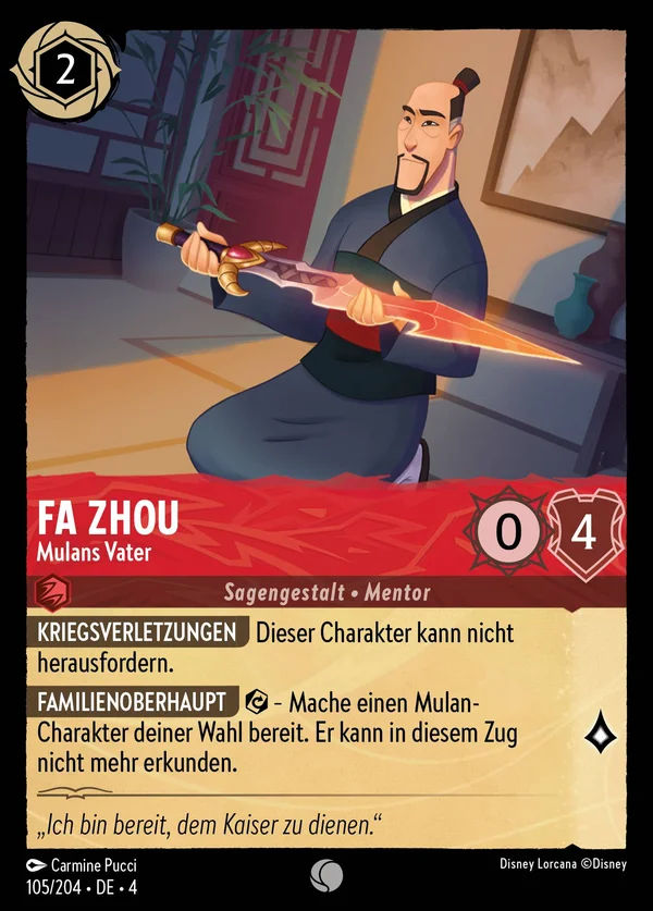 Fa Zhou - Mulans Vater — Disney Lorcana Charakter card from Ursula's Return
