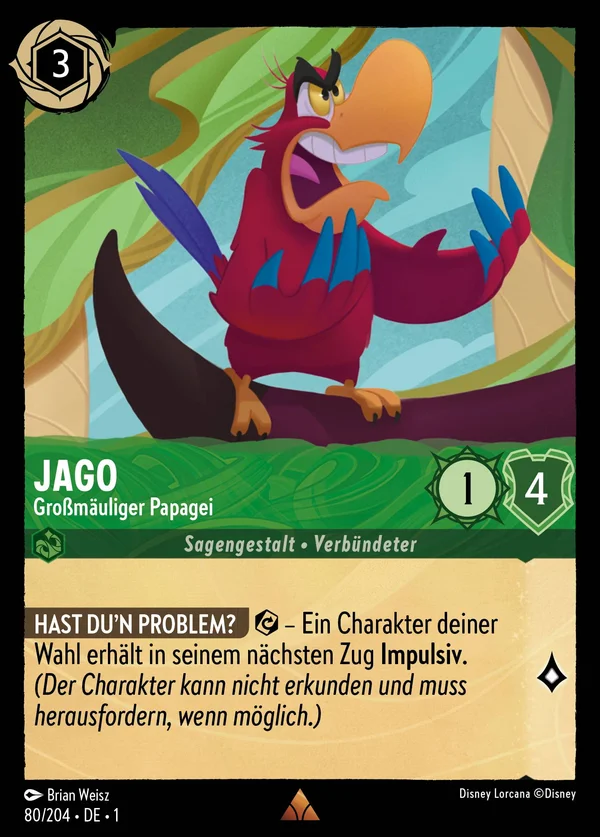 Jago - Großmäuliger Papagei — Disney Lorcana Charakter card from The First Chapter