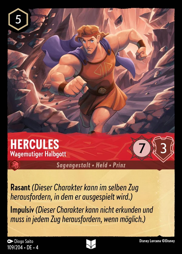 Hercules - Wagemutiger Halbgott — Disney Lorcana Charakter card from Ursula's Return
