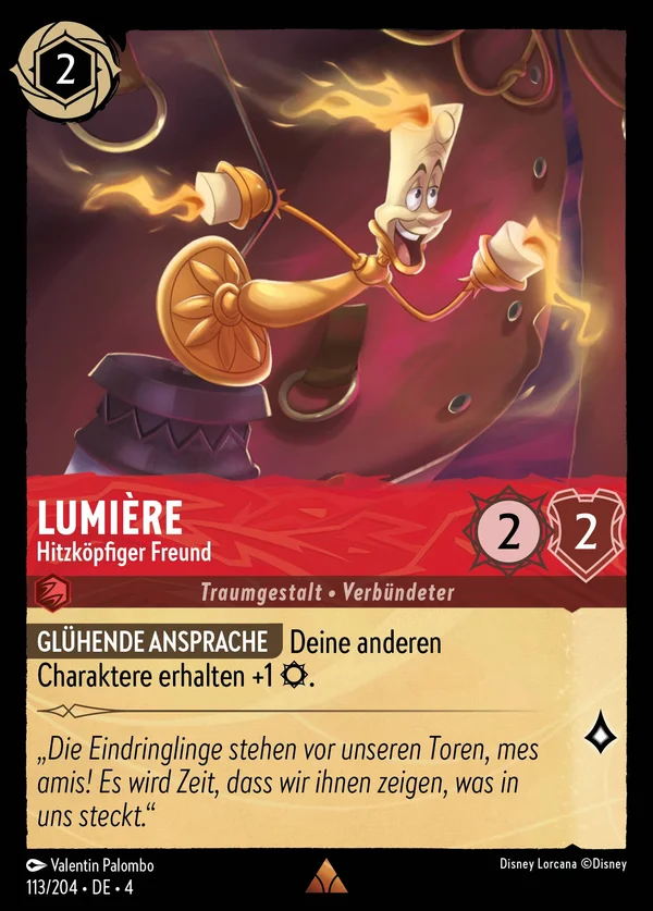 Lumière - Hitzköpfiger Freund — Disney Lorcana Charakter card from Ursula's Return
