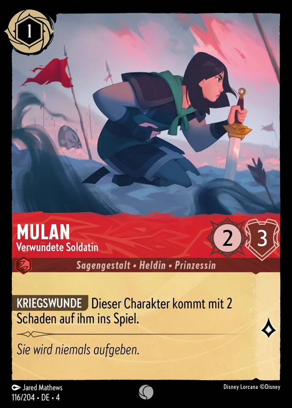 Mulan - Verwundete Soldatin — Disney Lorcana Charakter card from Ursula's Return