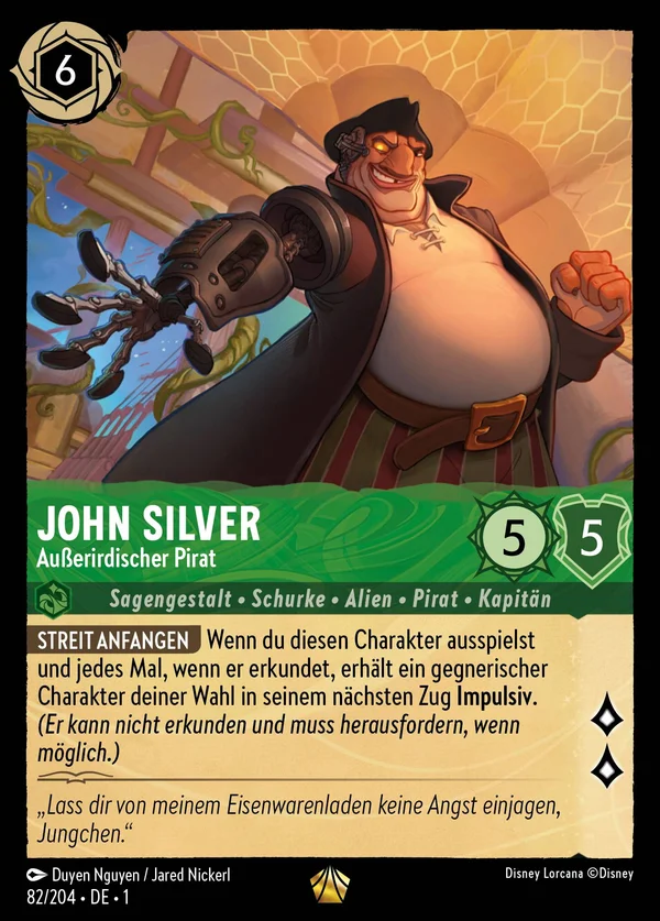 John Silver - Außerirdischer Pirat — Disney Lorcana Charakter card from The First Chapter